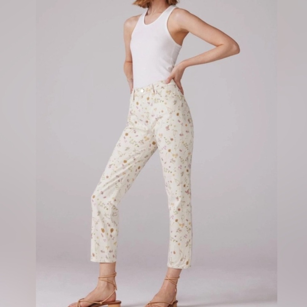Joe's Jeans Cream Floral Straight Leg Jeans